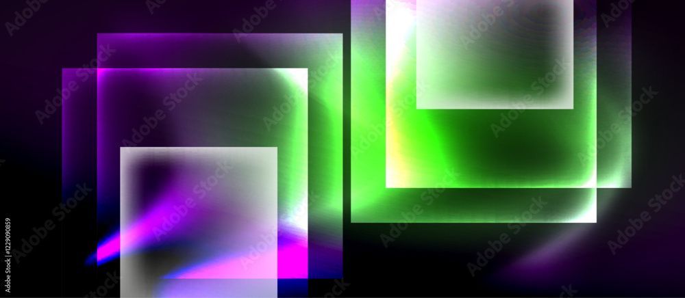 Aufkleber glass squares with neon shiny light abstract background