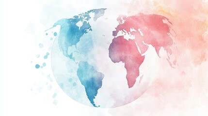 Watercolor hand painted planet Earth isolated on white background. Symbol of life,Environmental problems and environmental protection ecology,Hand drawn Globe watercolour paint,Earth Day.