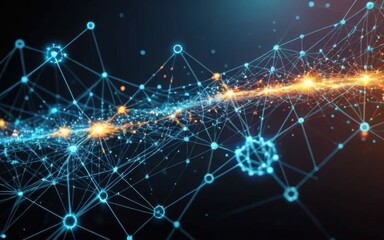 Obraz premium Digital Cyberspace with Particles and Data Network Connections for Technology Background