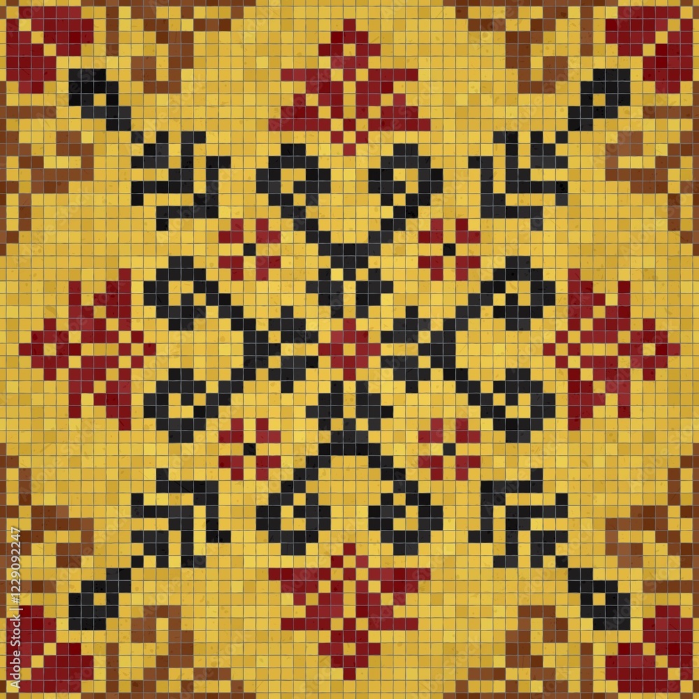 Poster mosaic tiles background, seamless vector pattern