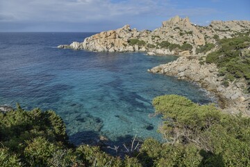 Obraz premium Rugged rocky coast, Capo Testa Peninsula, Santa Teresa de Gallura, Sardinia, Italy, Europe