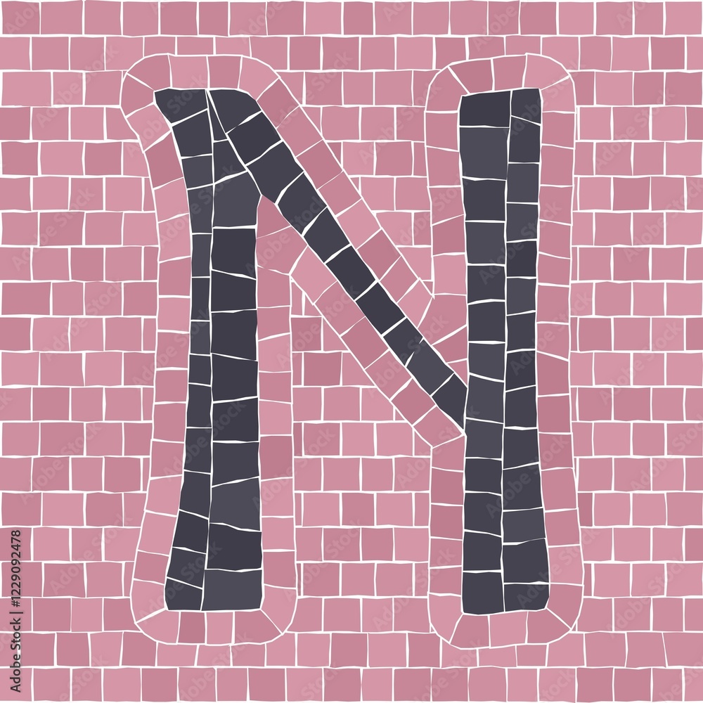 Poster mosaic tiles letter n. eps 10 editable flat design vector seamless horizontal pattern