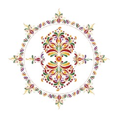 Watercolor Hungarian embroidery symbol over white background
