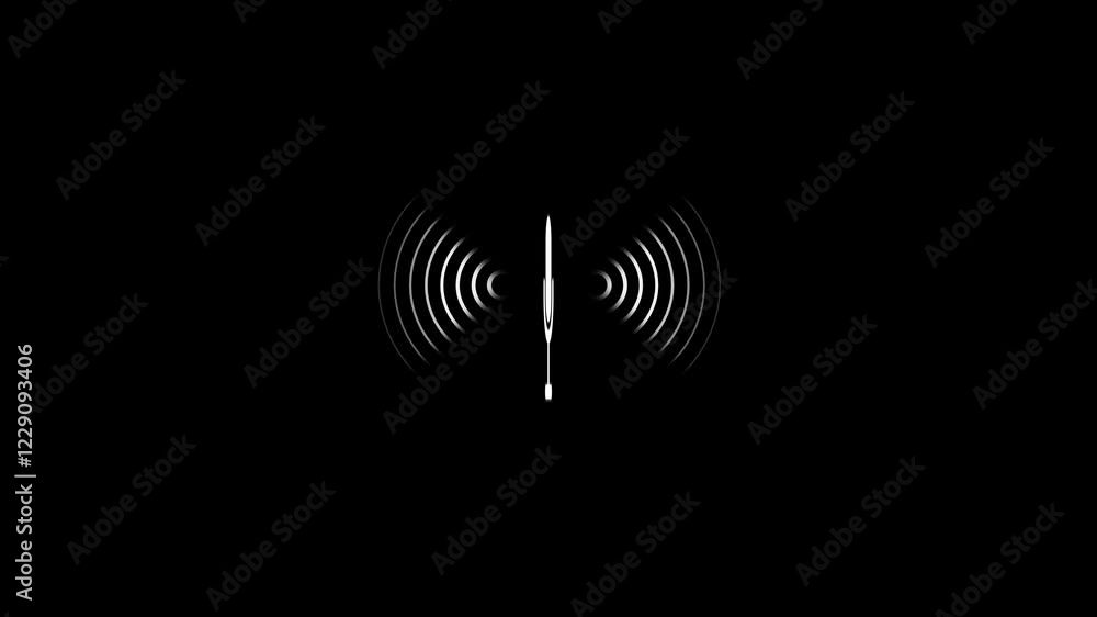 Poster 3d digital radio waves animation with microphone icon. abstract microphone icon. radio waves icon co