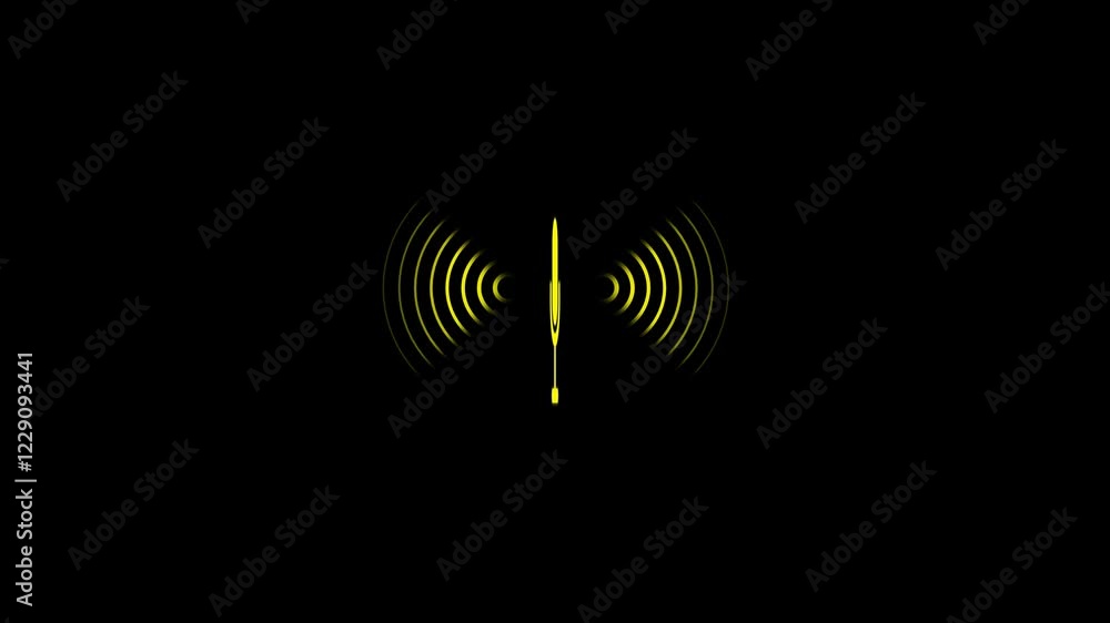 Poster 3d digital radio waves animation with microphone icon. abstract microphone icon. radio waves icon co