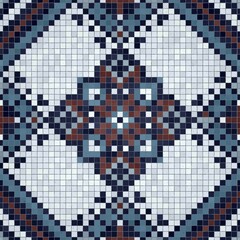 Fototapeta premium Mosaic tiles background, seamless vector pattern