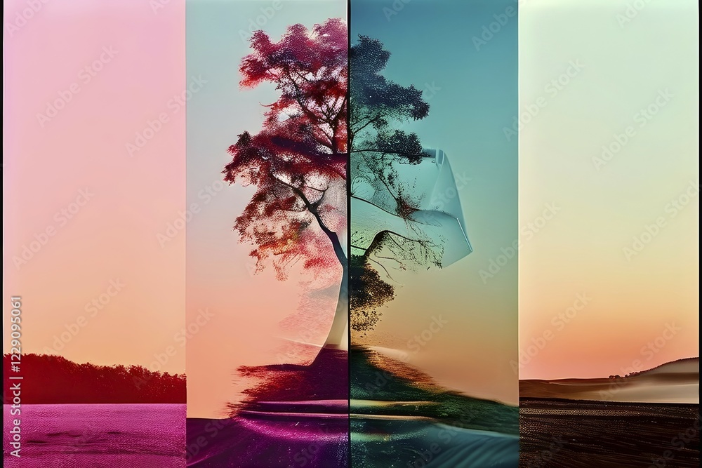 Poster ai generated sequence of photos transitioning through a range of digital distortions symbolizing the