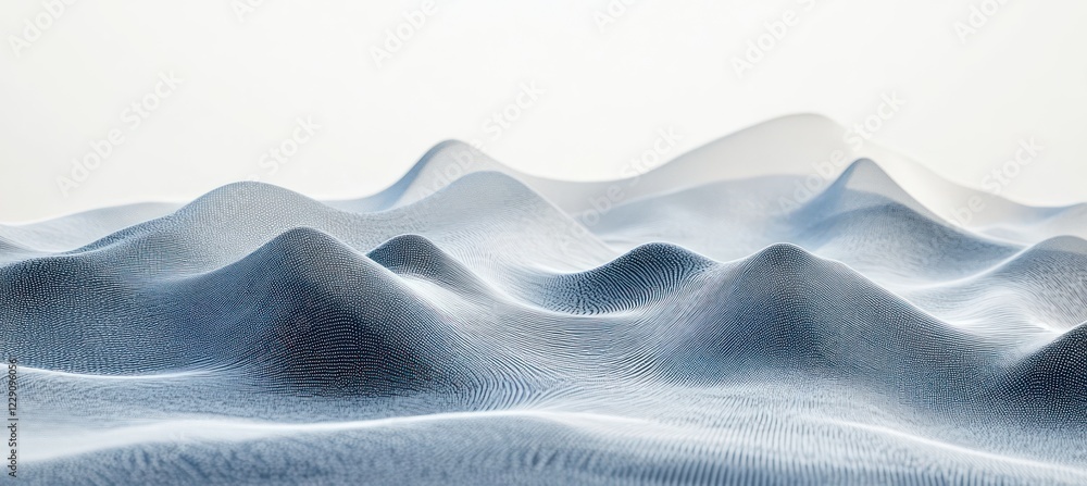 Fototapete abstract blue mountain landscape background with wavy pattern made of dots and lines.