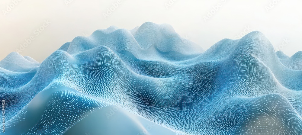 Fototapete abstract blue mountain landscape background with wavy pattern made of dots and lines.