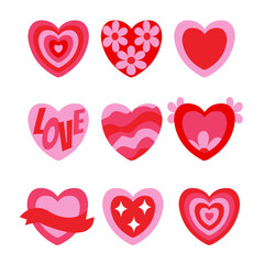 retro hearts vector