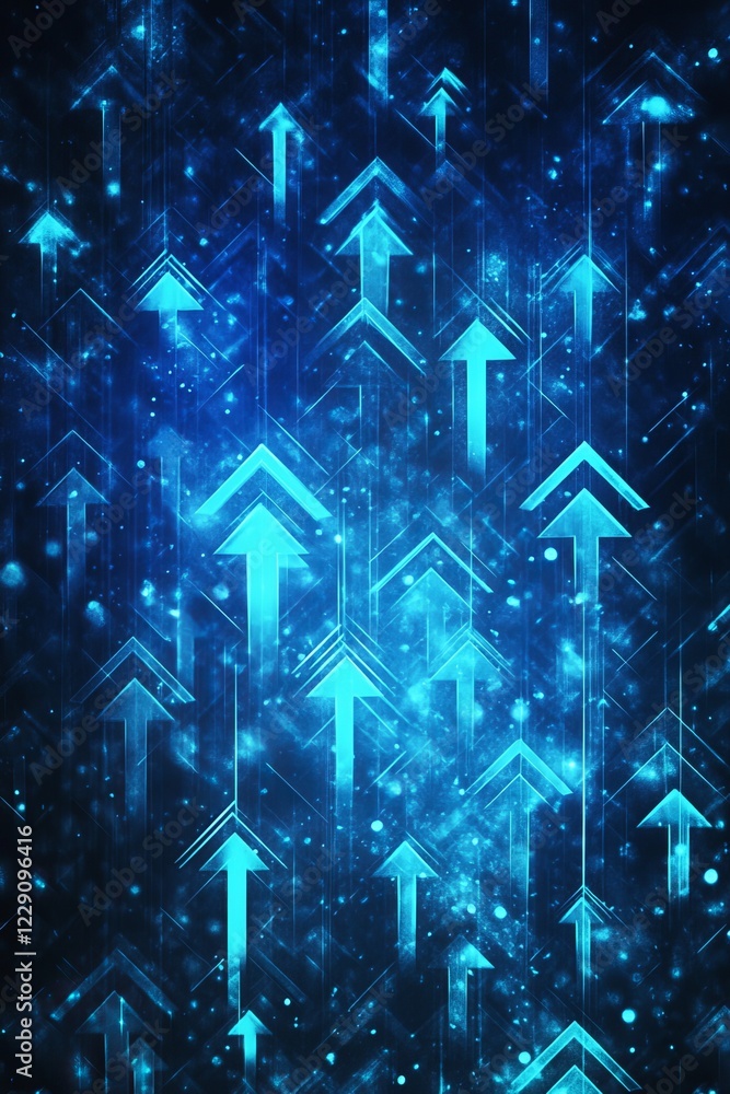 Poster dynamic blue arrow pattern illustrating digital progress and innovation