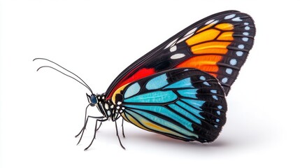 Vibrant Butterfly with Colorful Wings on White Background
