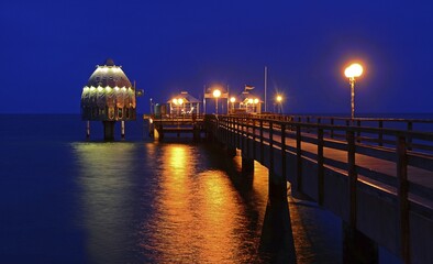 Grömitz pier at the blue hour, Schleswig-Holstein, Germany, Europe