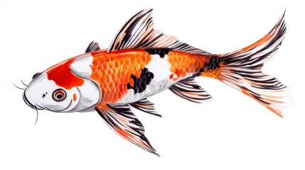 Colorful Koi Fish Illustration on White Background for Art Design