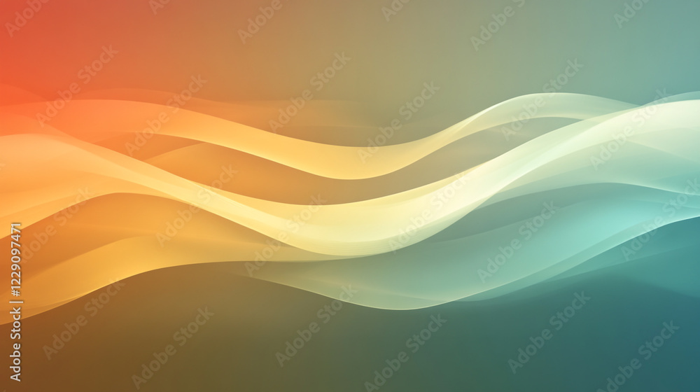 Poster swirling abstract design with vibrant colors and digital lines, beautiful airy widescreen minimalist