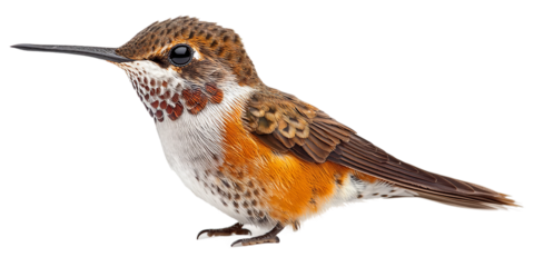 Small brown and white bird with a long beak