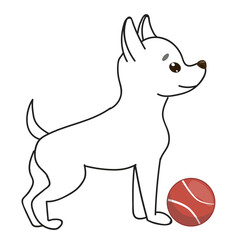 eed. Hand drawn vector illustration with a black and white outline dog.