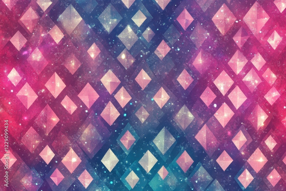 Poster vibrant diamond pattern with seamless background featuring deep colors and sparkling details, seemle