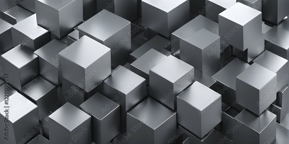 Poster 3d render of a cluster of interconnected geometric cubes forming a complex network, ai generated
