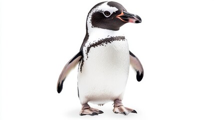 Fototapeta premium Charming Penguin Standing Upright on White Background