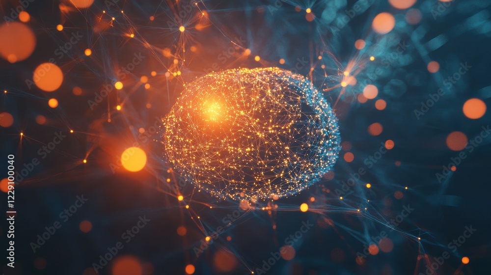 Poster circuit ai brain on digital connection background. artificial intelligence and innovate concept. 3d 
