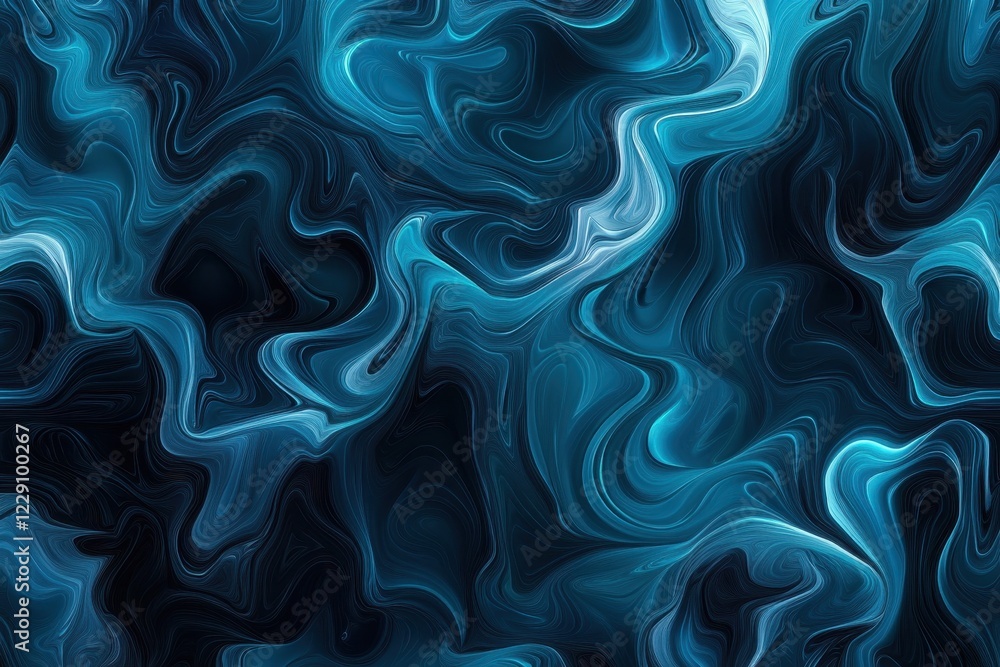 Poster Intricate abstract blue gradient background featuring seamless waves perfect for digital design projects, abstract blue gradient background with waves seamless