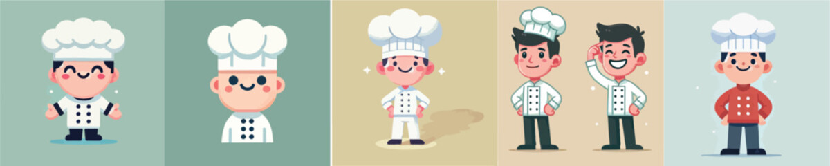 vector set of chef characters