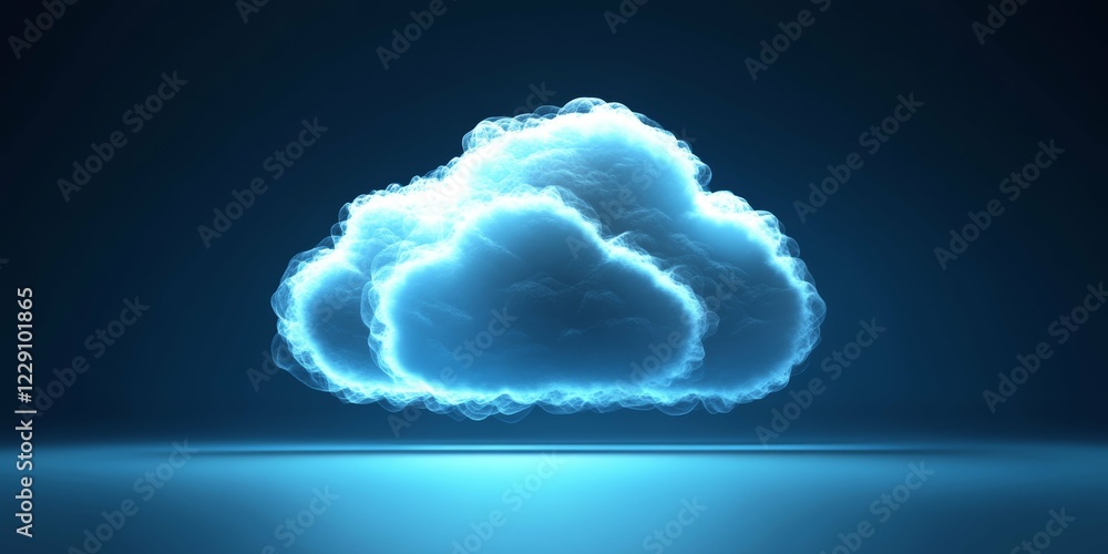 Poster futuristic cloud technology image with glowing abstract elements in blue shade