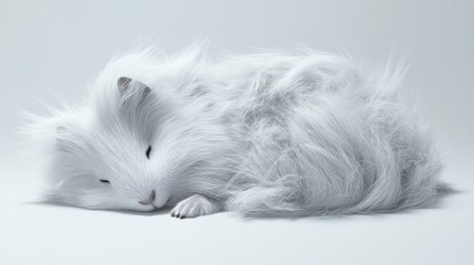 Whimsical White Cat Sleeping on Soft and Cozy Surface