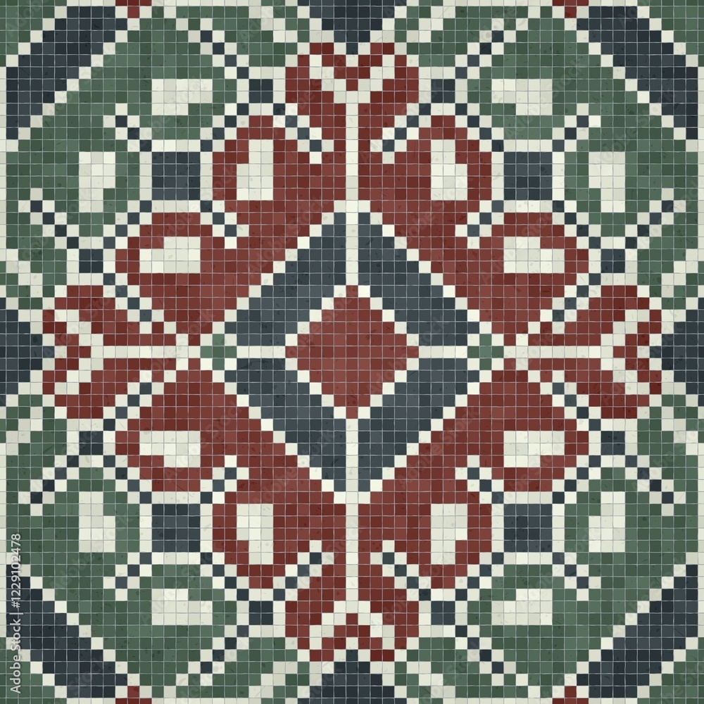 Poster mosaic tiles background, seamless vector pattern