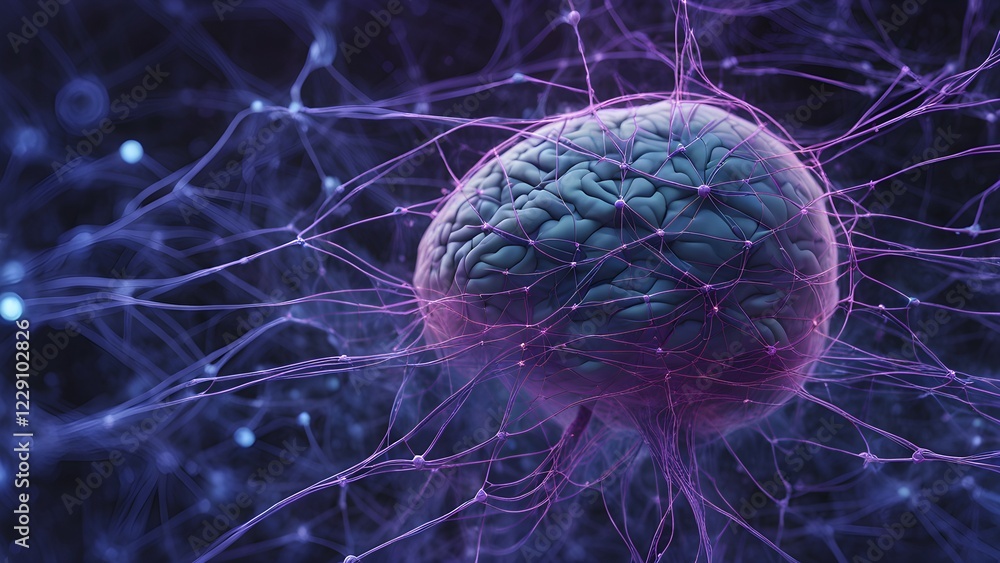 Aufkleber abstract representation of neural networks modeled after the human brain with intricate web-like pat