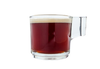 Americano coffee in glass cup on a white background with clipping path. Black coffee or americano