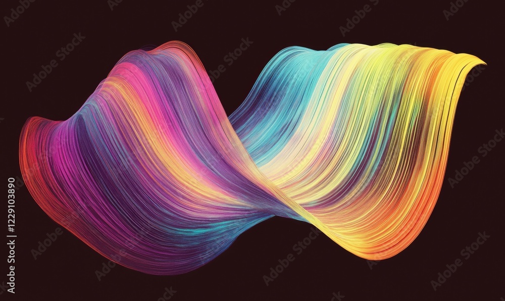 Aufkleber vibrant flowing abstract waves in rainbow colors showcasing dynamic movement and artistic expression