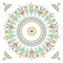 Seamless pattern design inspired by traditional Hungarian embroidery