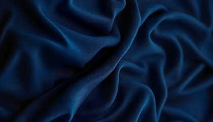 Fototapeta premium Dark blue fabric with soft folds and texture