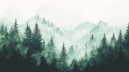 Fototapeta premium Watercolor, forest landscape, clip art for commercial use, white background