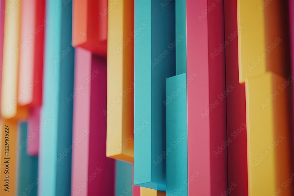 Poster Overlapping colorful bars create dynamic motion graphics display with vibrant hues and design elements, This motion graphics video shows overlapping bars slowly move from the right or the left