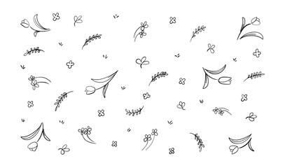 doodle, set, element, icon, simple, line art, hand-drawn, scribble, graphic, scratch, rough, sketch, brush, marker, vector, draw, design, design element, cup, black, coffee, ice cream, white, outline,