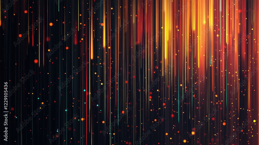 Poster abstract vertical lines with bright light particles creating a vibrant and energetic background for 