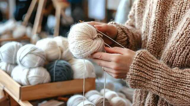 Person Seeking Help at Craft Fair for Knitting Technique