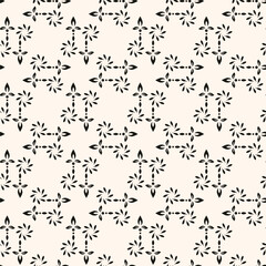 Simple floral pattern. Vector minimalist seamless texture with tiny flower shapes. Abstract geometric monochrome background. Repeat design for fabric.