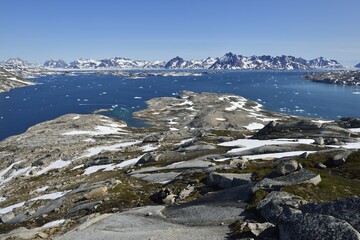 View of Ammassalik Fjord, Kalaallit Nunaat, East Greenland, Greenland, Greenland, North America