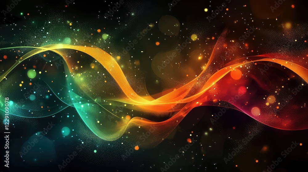 Poster abstract colorful wave background with glowing particles and smooth textures, perfect for creative d