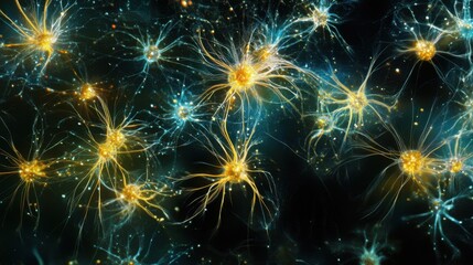 Fototapeta premium A concept image of interconnected nodes representing data analysis and AI.