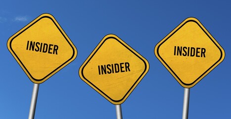 Insider, yellow signs with blue sky