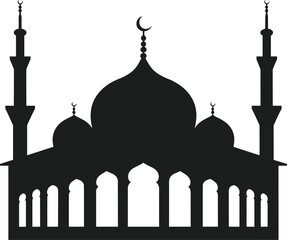 Islamic Mosque Silhouette Vector – Elegant Muslim Architecture for Ramadan & Eid