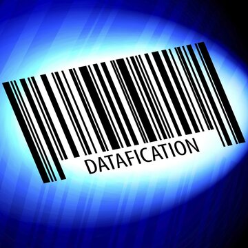 Datafication, barcode with blue Background