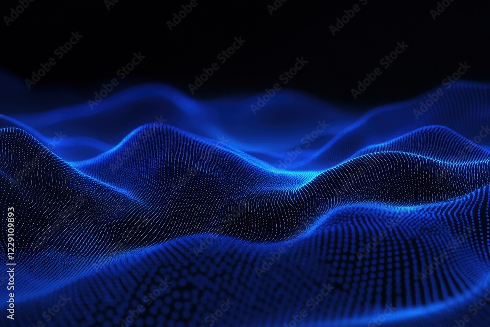 Aufkleber captivating blue abstract waves with sparkling effects in digital design, digital blue abstract luxu