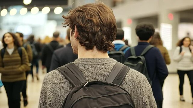 Person Seeking Resume Advice at Job Fair