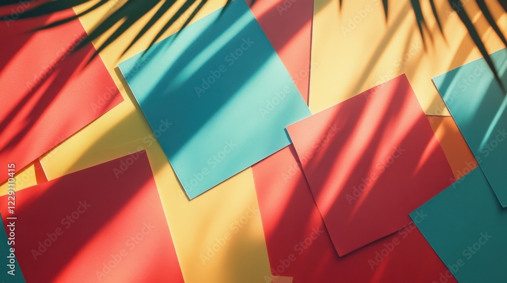 Poster a creative workspace with colorful sticky notes and brainstorming tools displayed.